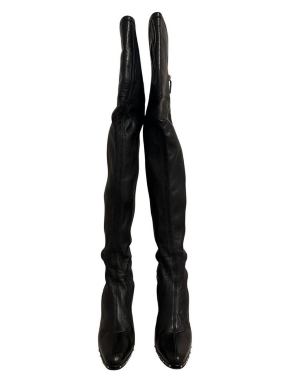 Vintage GUCCI TOM FORD FW 2003 Runway Black Leather Studded OTK Boots 37.5 RARE - Picture 4 of 14